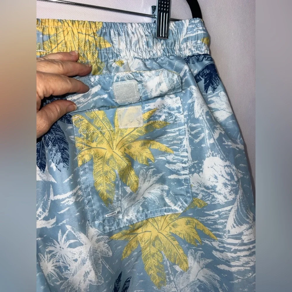 Slate & Stone Blue Tropical Novelty Print Swim‎ Trunks Size XL